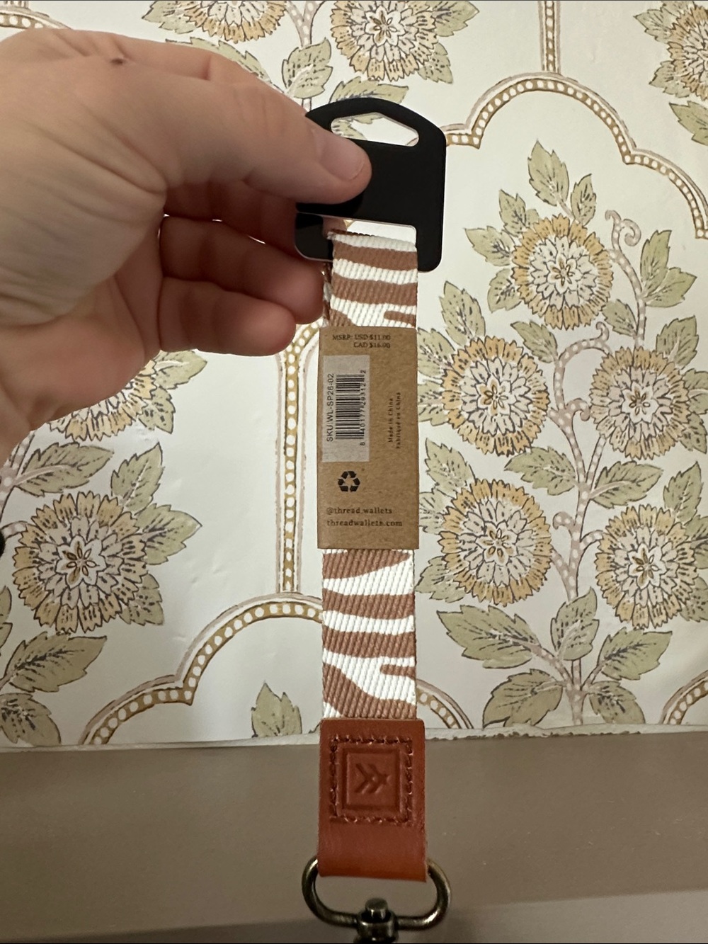 Thread Brown Zebra-Print Key & Card Holder Strap - Picture 3 of 3